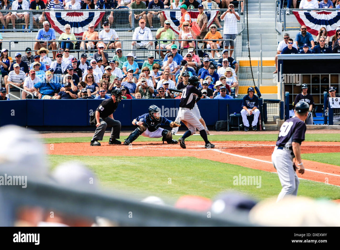 Ereignisreichen Tag bei den Tampa Bay Rays und New York Yankee Baseball-Spiel in FL Stockfoto