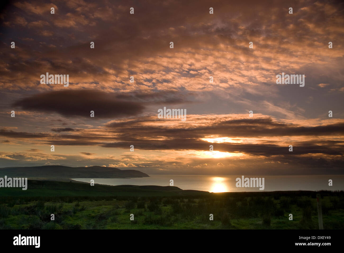 Sonnenuntergang über der Mull of Kintyre, Argyll Stockfoto