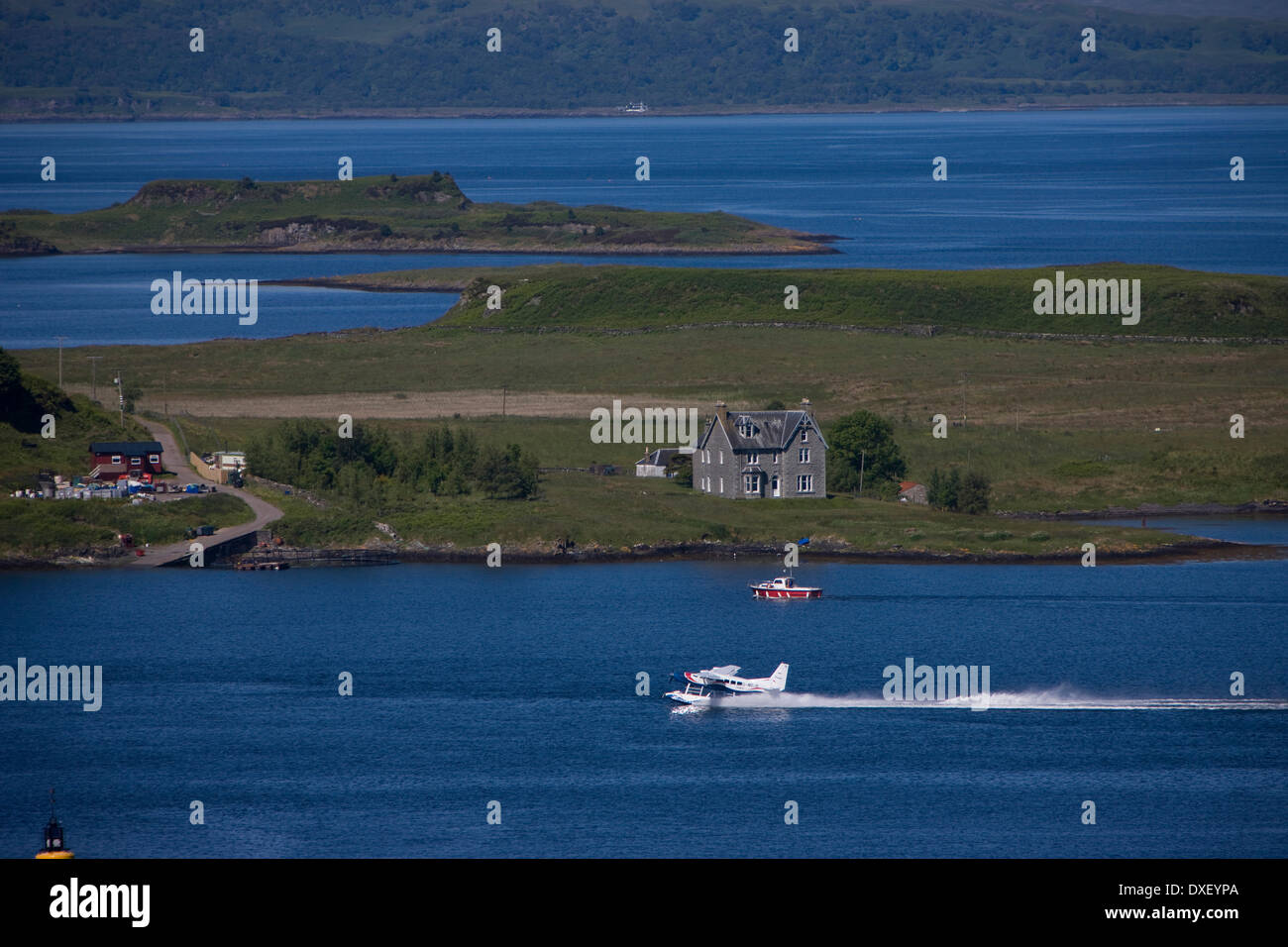 Wasserflugzeug dauert-off aus der Klang Kerrera, Oban, Argyll Stockfoto