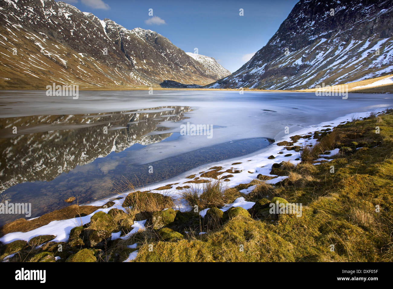 Winter-Blick auf Loch Achtriochtan übergeben, Glencoe Stockfoto