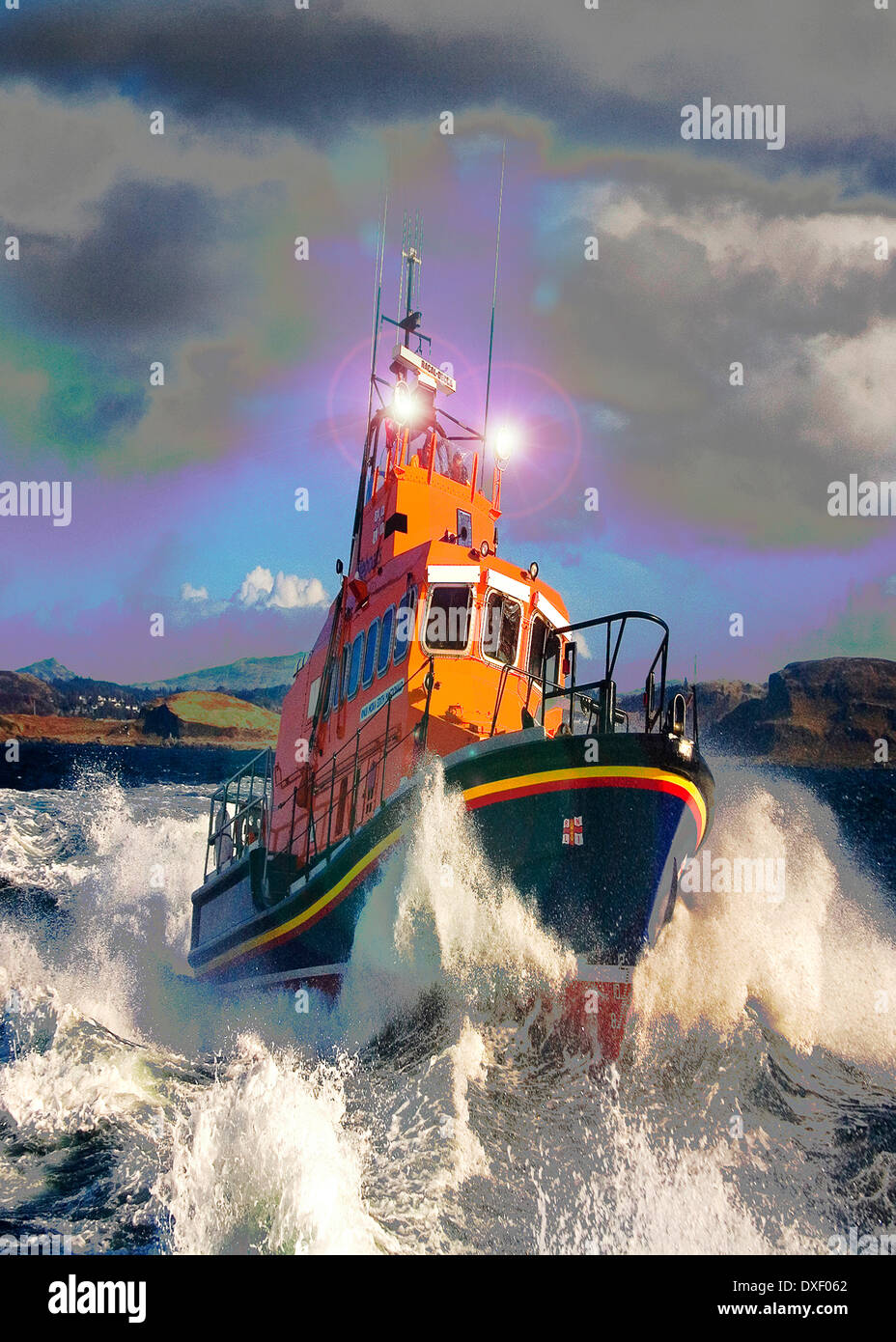 Helden des Meeres: das Oban Rettungsboot auf dem Meer. Stockfoto