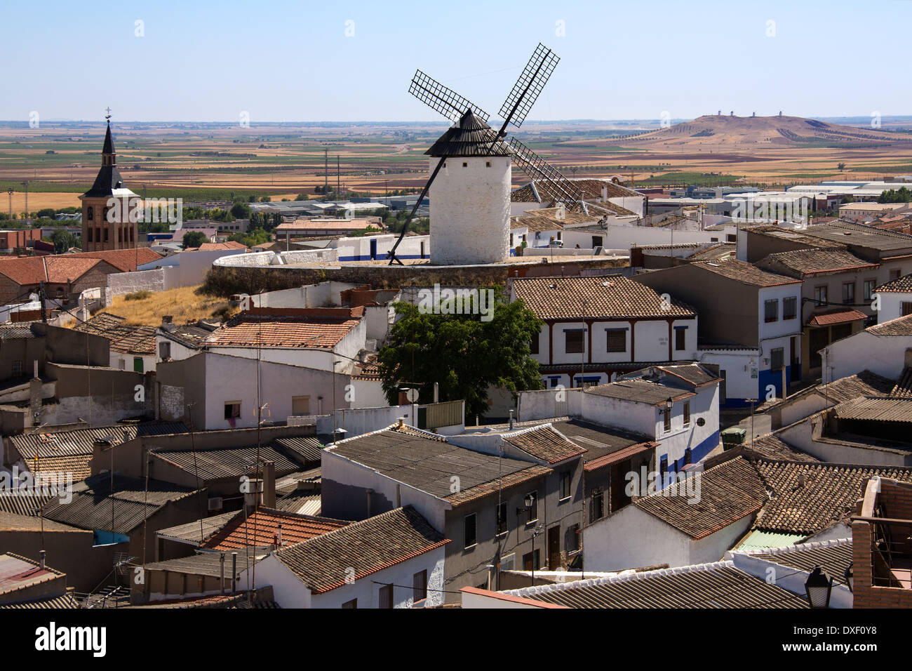 Campo de Criptana in der Region La Mancha in Zentralspanien. Stockfoto