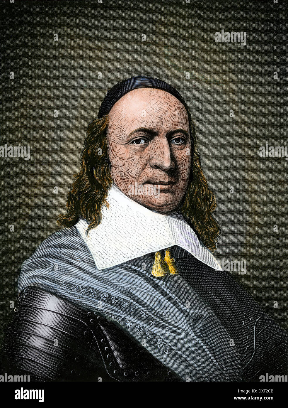 Peter Stuyvesant, Niederländische Kolonialverwaltung von New Holland. Handcolorierte Stahlstich Stockfoto