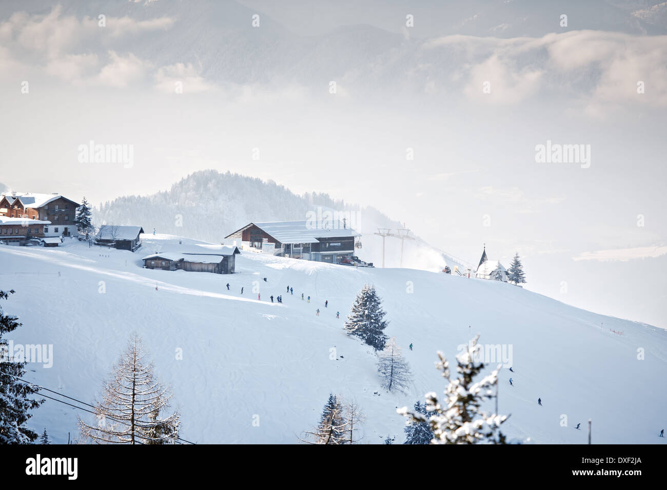 Skigebiet Wilder Kaiser in Alpen in der Nähe von Kufstein in Österreich, Europa. Stockfoto
