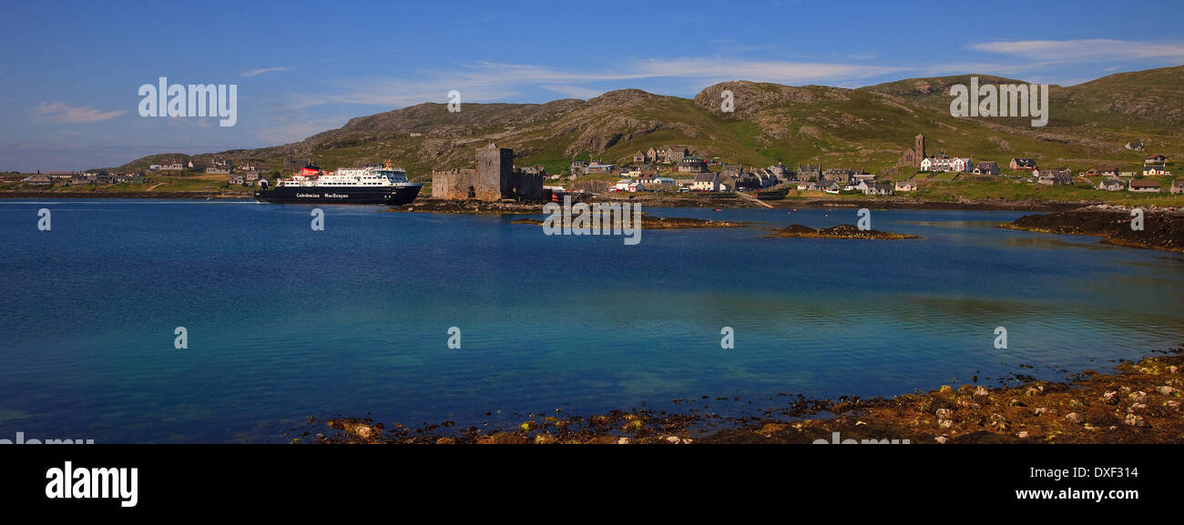 Panoramablick über Castlebay, Isle of Barra. Stockfoto