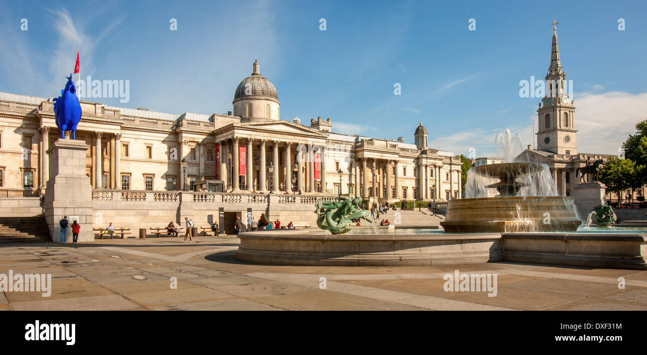 Der Trafalgar Square, National Gallery London. Stockfoto