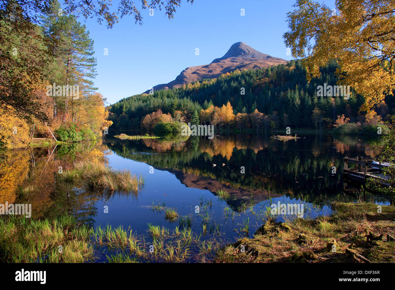 Herbstliche Ansicht man unterwegs mit Pap Glencoe Ansicht, Argyll Stockfoto