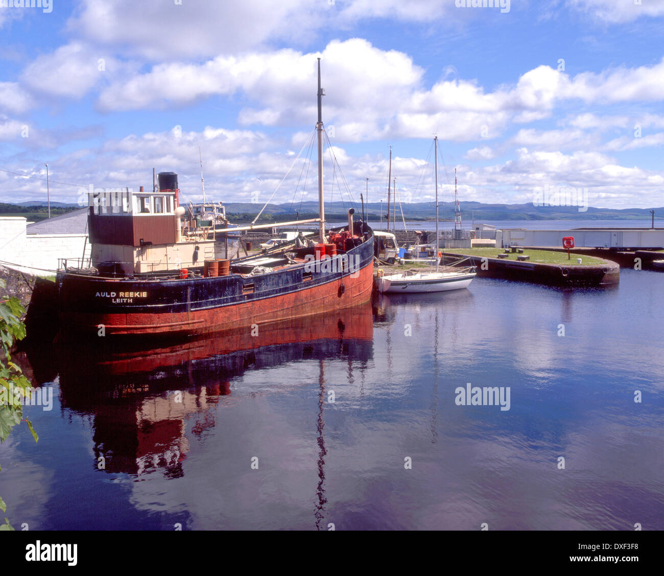 Clyde Dampf puffer'Auld Reekie "in Ardrishaig Hafen, Argyll, Schottland. Stockfoto