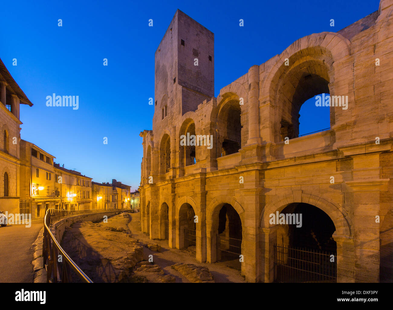 Der Roman Amphitheater in der alten Stadt Arles in der Provence in Südfrankreich. Stockfoto