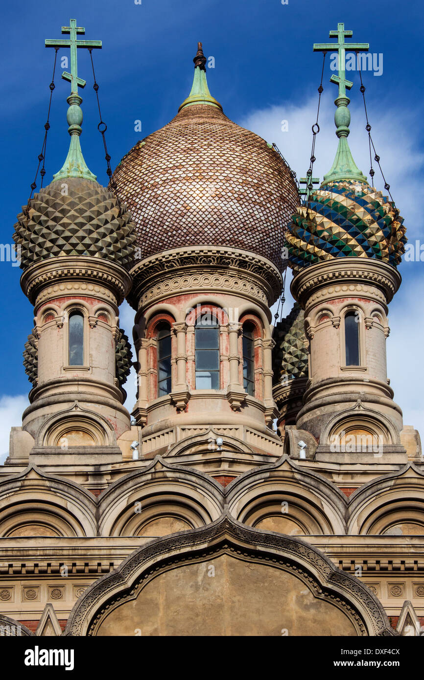 Die Russisch-orthodoxe Kirche im mediterranen Ferienort San Remo (Sanremo) in der Provinz Imperia in Nordwest-Italien Stockfoto