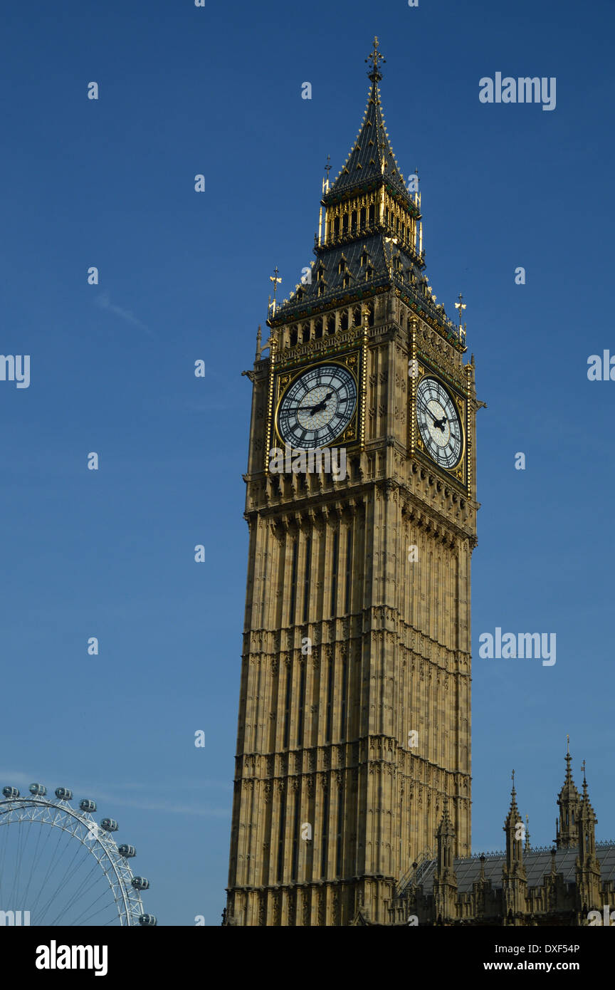 Big Ben und London Eye Stockfoto
