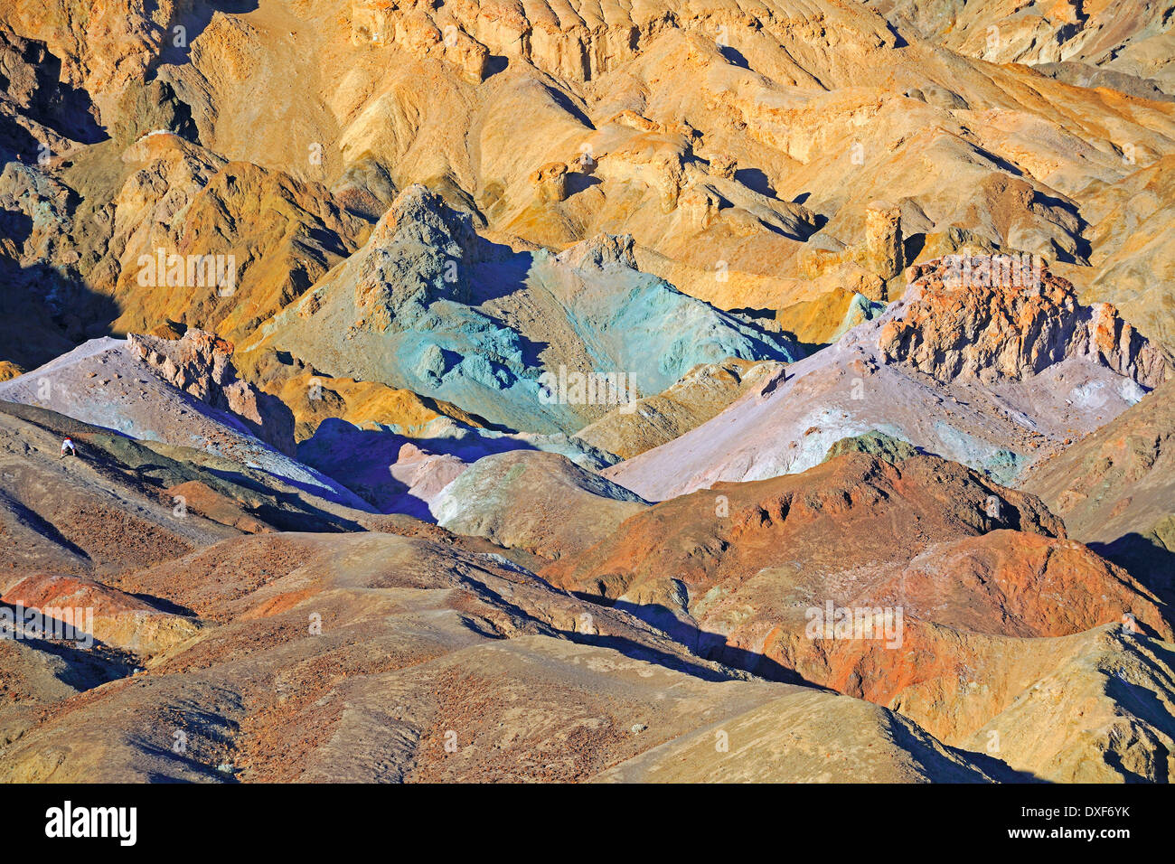 Palette des Künstlers im Abendlicht, Death Valley Nationalpark, Kalifornien, USA Stockfoto