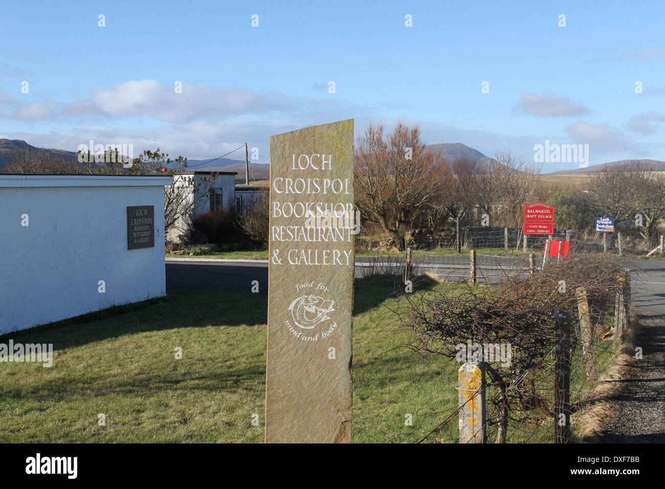 Loch Cosipol Buchhandlung und Restaurant Balnakeil Craft Village in der Nähe von Durness Schottland März 2014 Stockfoto
