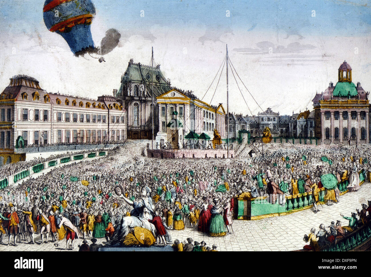 Gebrüder Montgolfier starten von Aerostat Reveillon in Versailles 19. September 1783 Stockfoto