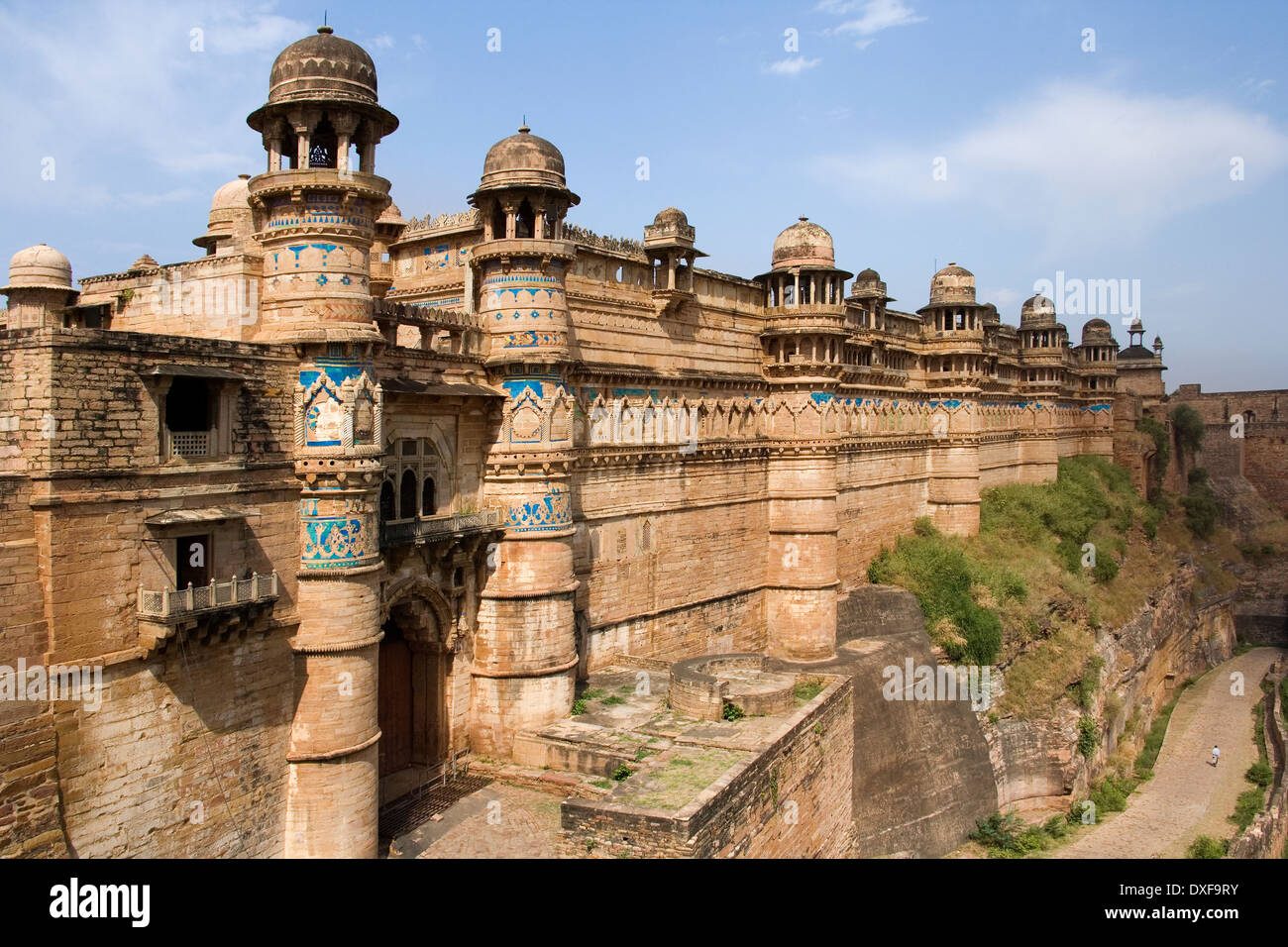 Gwalior Festung (Mann Mandir Palace) in der Stadt Gwalior in der Region von Madhya Pradesh in Indien. Stockfoto