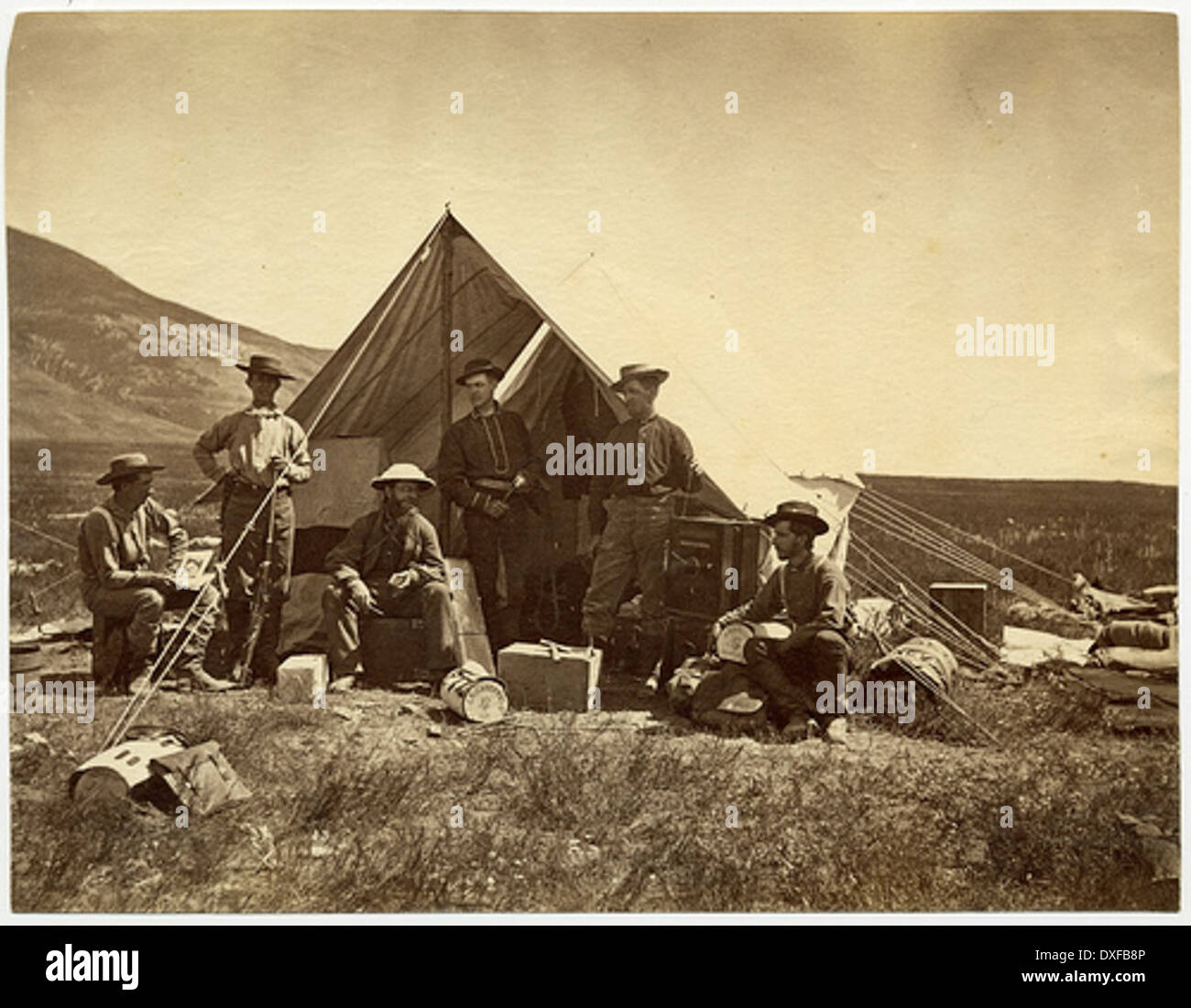 Mitglieder der Umfrage Party im Camp Mitglieder der Umfrage Party im Camp Stockfoto