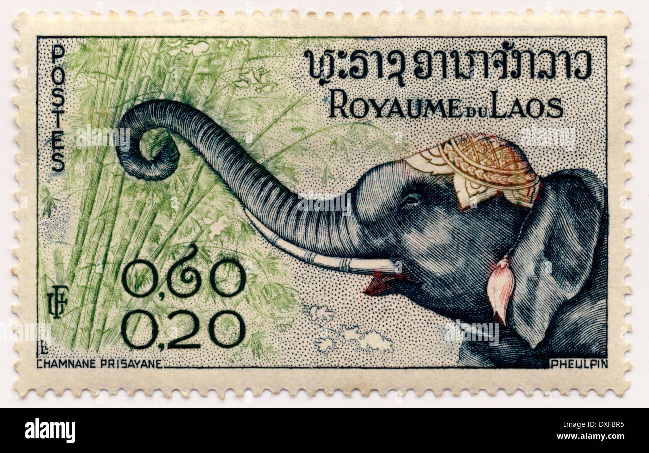Briefmarke aus dem südostasiatischen Land Laos Stockfoto