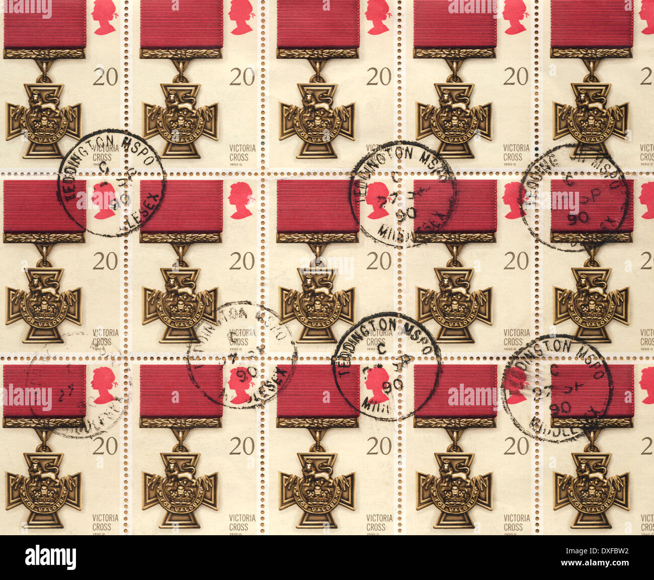 Victoria-Kreuz-Medaille auf eine Reihe von britischen Briefmarken Stockfoto