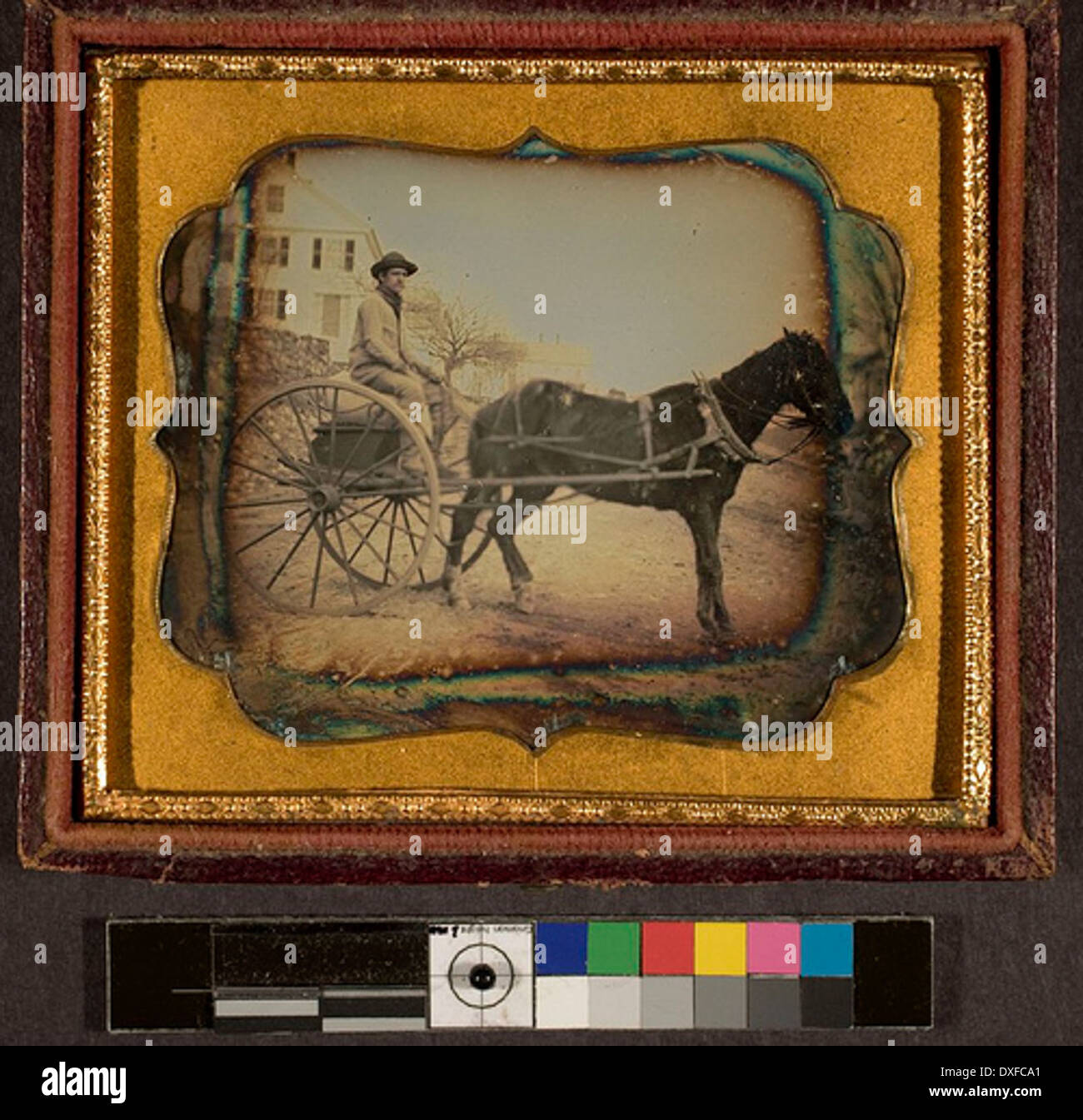 Portrait der Mann sitzt in einer Pferdekutsche-Rig Porträt Mann sitzt in einer Pferdekutsche-rig Stockfoto