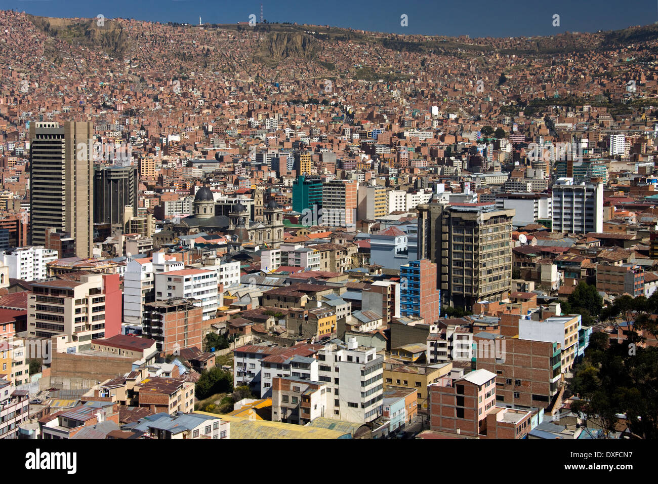Die Stadt La Paz in Bolivien betrachtet von Mirador Kilikili Stockfoto