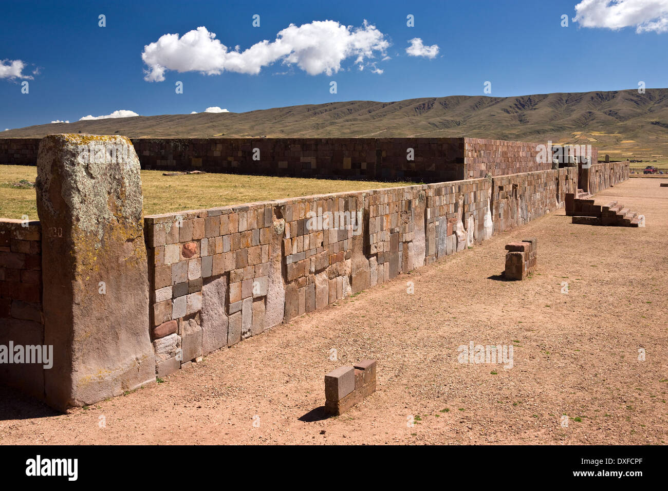 Tiwanaku präkolumbianischen Standort in der Nähe von La Paz in Bolivien - Teile der Website sind über 2000 Jahre alt. Stockfoto
