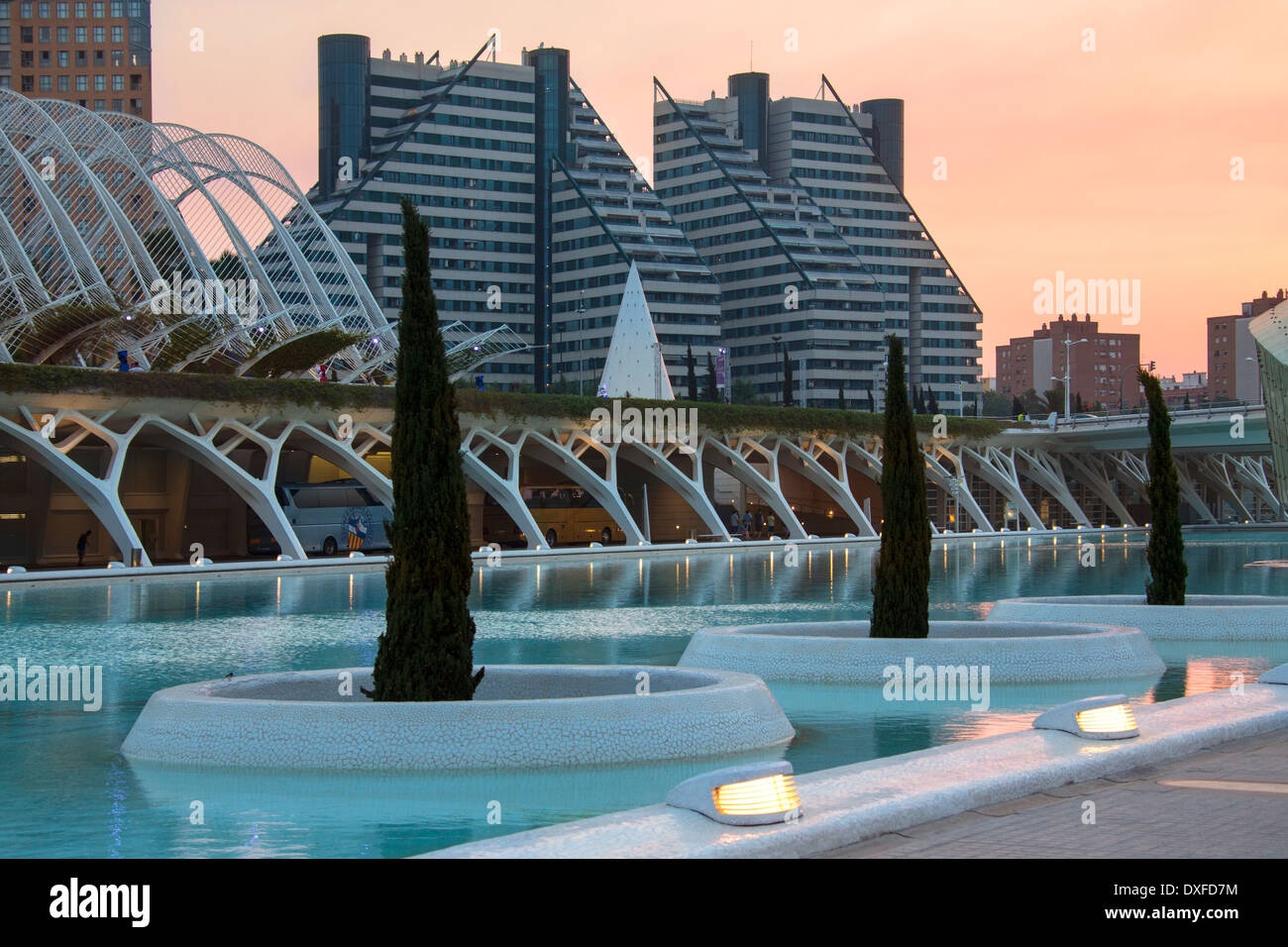 Stadt der Künste & Wissenschaften in der Stadt Valencia im Großraum Pais Valenciano Osten Spaniens. Stockfoto