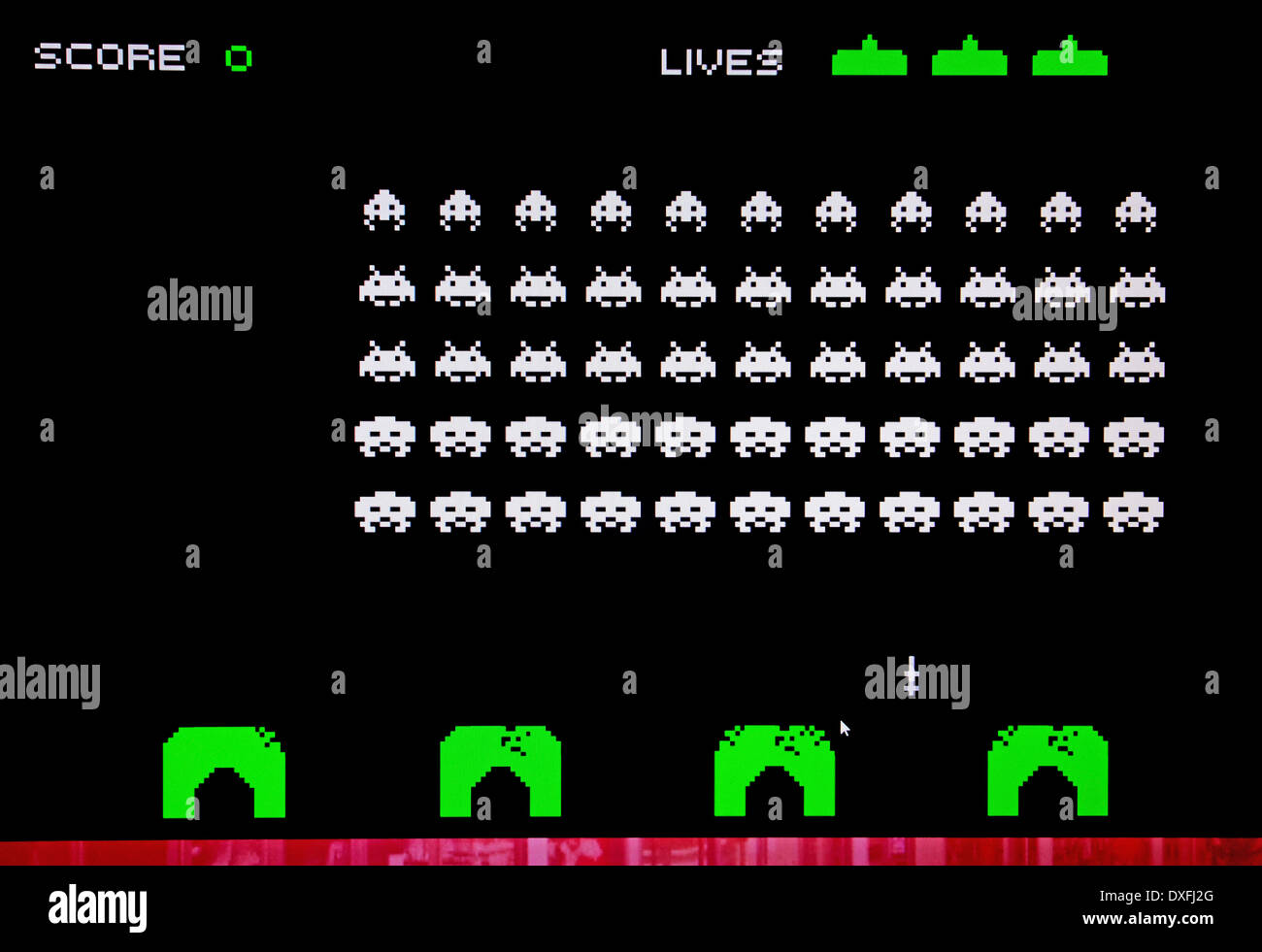 Space Invaders, klassische arcade 80er Jahre-Spiel Stockfoto