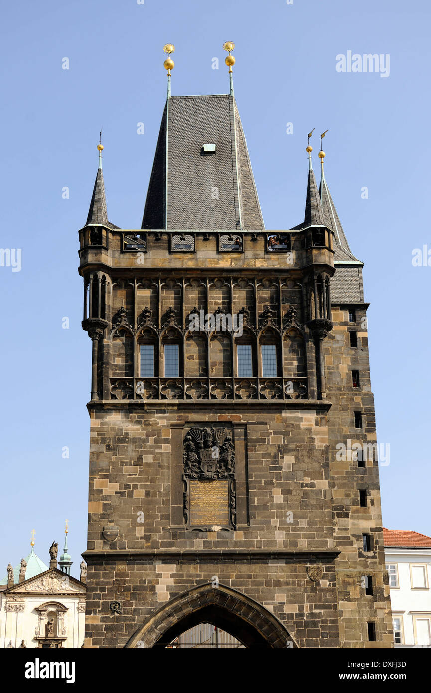Altstädter Brückenturm, zur Karlsbrücke, Prag, Böhmen, Tschechische Republik Stockfoto