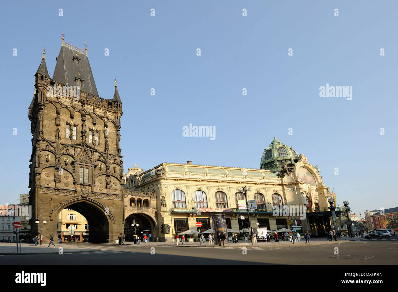 Pulverturm, Platz der Republik, Prag, Böhmen, Tschechische Republik Stockfoto