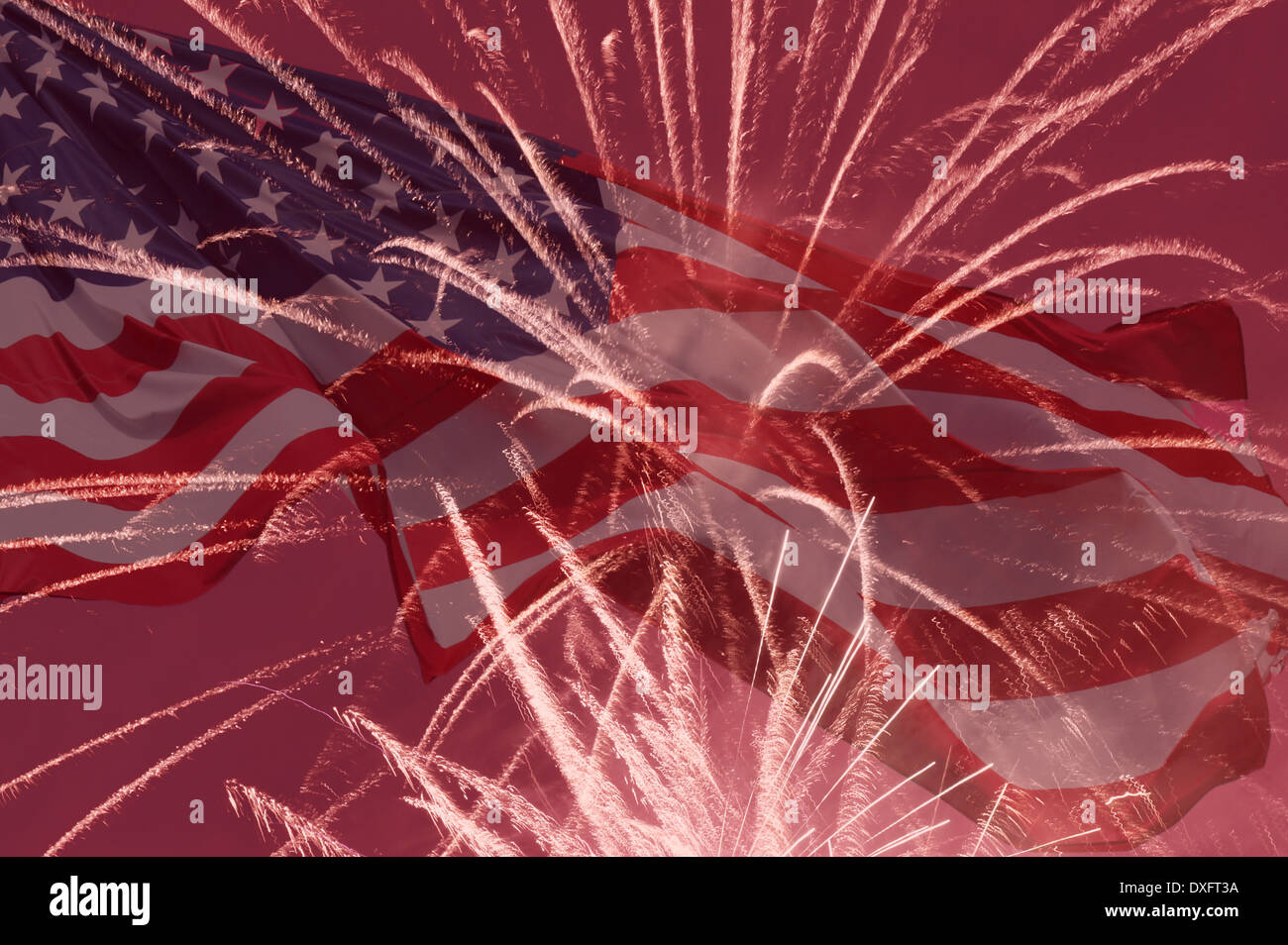 Independence Day Urlaub Hintergrund mit Feuerwerk Stockfoto