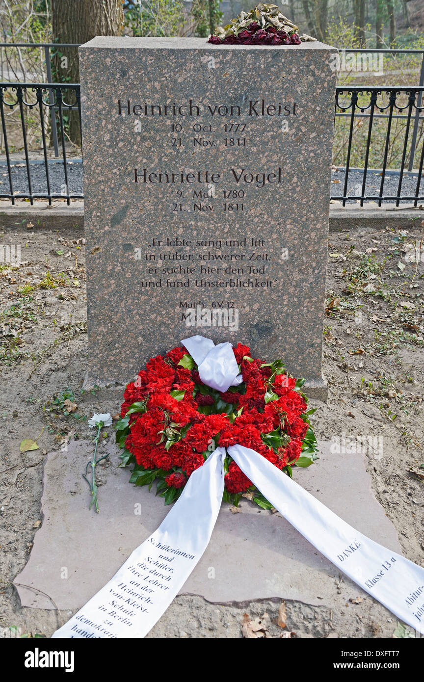 Grab von Heinrich von Kleist und Henriette Vogel an der Stelle der ihren Selbstmord, Berlin-Wannsee, Deutschland Stockfoto
