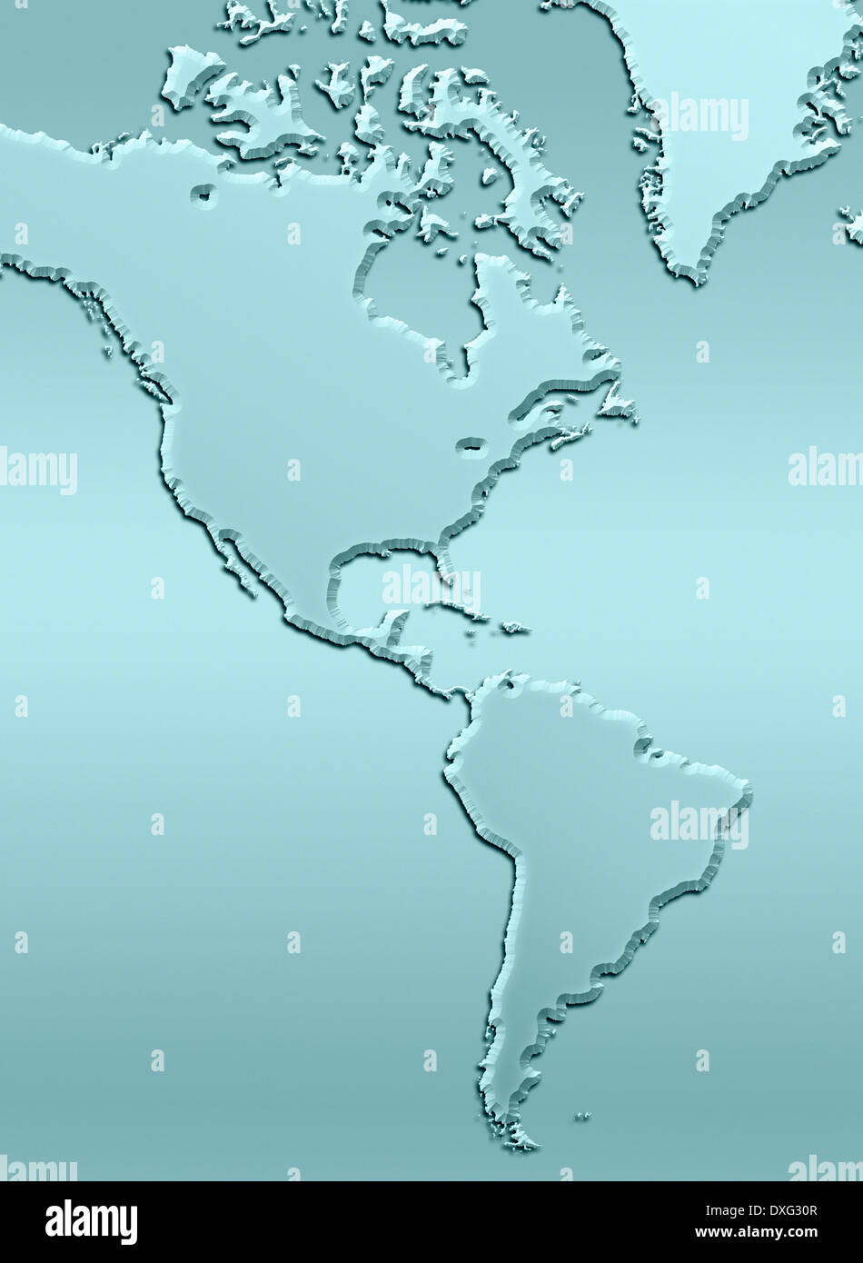 Der Umriß von Nord- und Südamerika Stockfoto