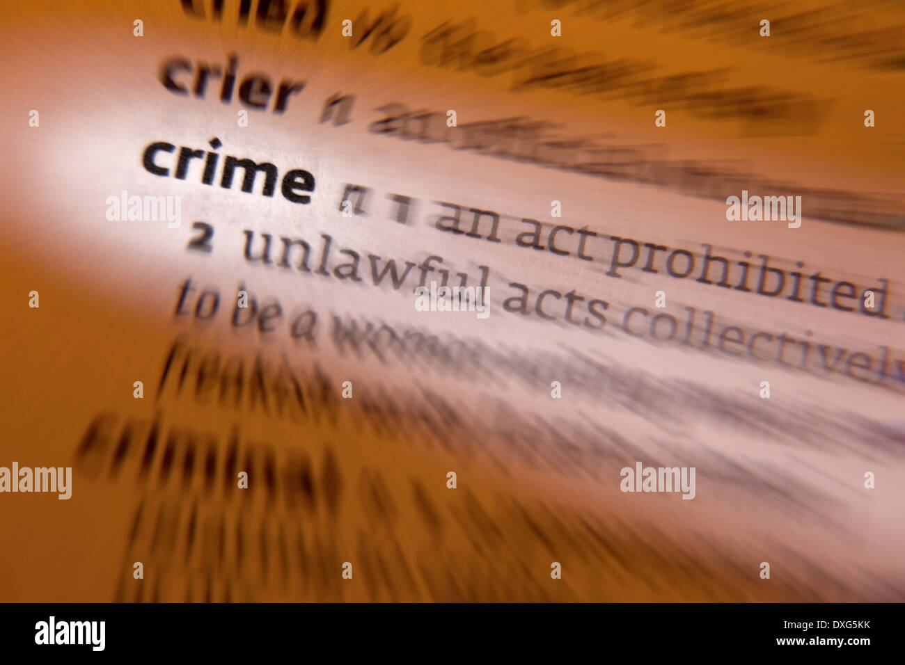 Kriminalität - eine Handlung oder Unterlassung, die eine Straftat darstellt, die vom Staat verfolgt werden kann und ist strafbar. Stockfoto