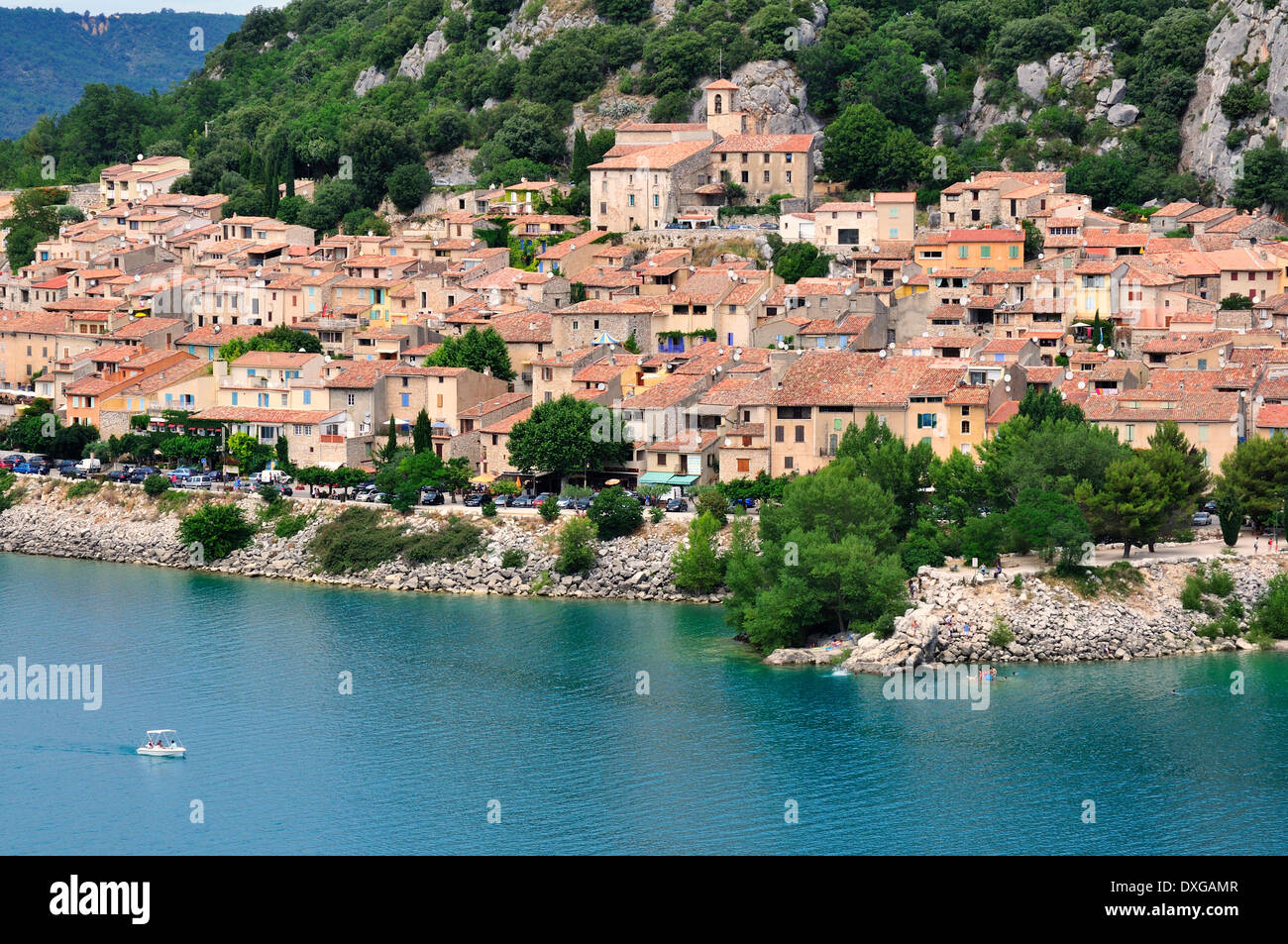 Das Dorf Bauduen am Lac de Sainte-Croix, Verdon-Schlucht, Gorges du Verdon, Var, Provence-Alpes-Côte d ' Azur, Frankreich Stockfoto