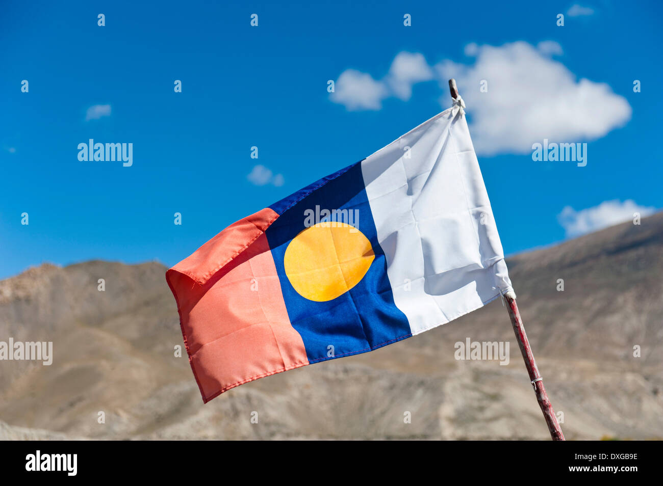 Buddhistische Flagge, untere Mustang, Himalaya, Nepal Stockfoto