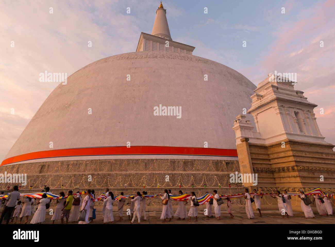 Kapruka Pooja, Festival am Ruvanvelisaya Dagoba, Stupa, Anuradhapura, Sri Lanka Stockfoto