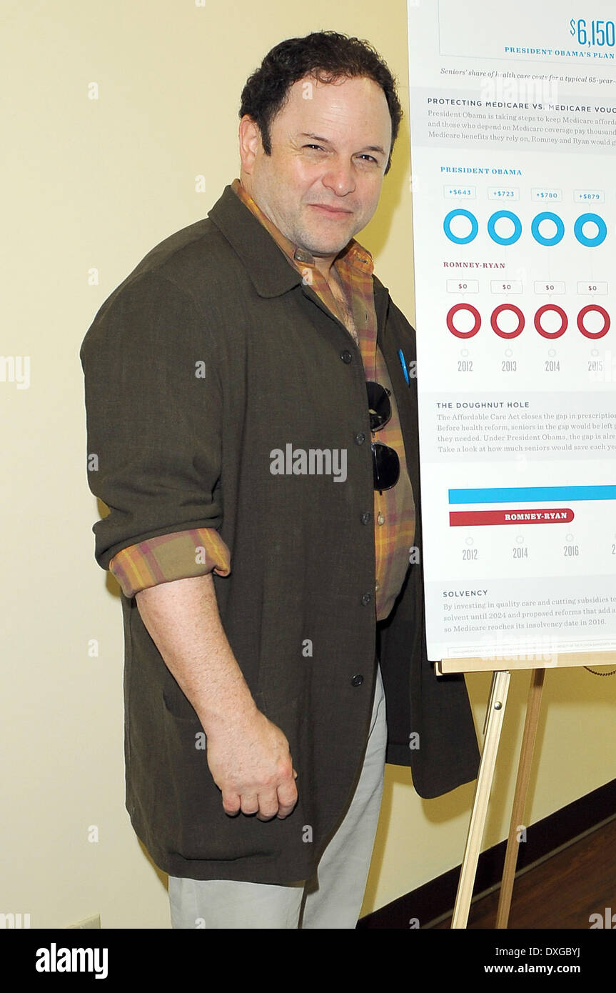 Schauspieler Jason Alexander schließt sich Obama For America Florida für Medicare Rundtisch mit lokalen Senioren an der Mae Volen Center Boc Stockfoto