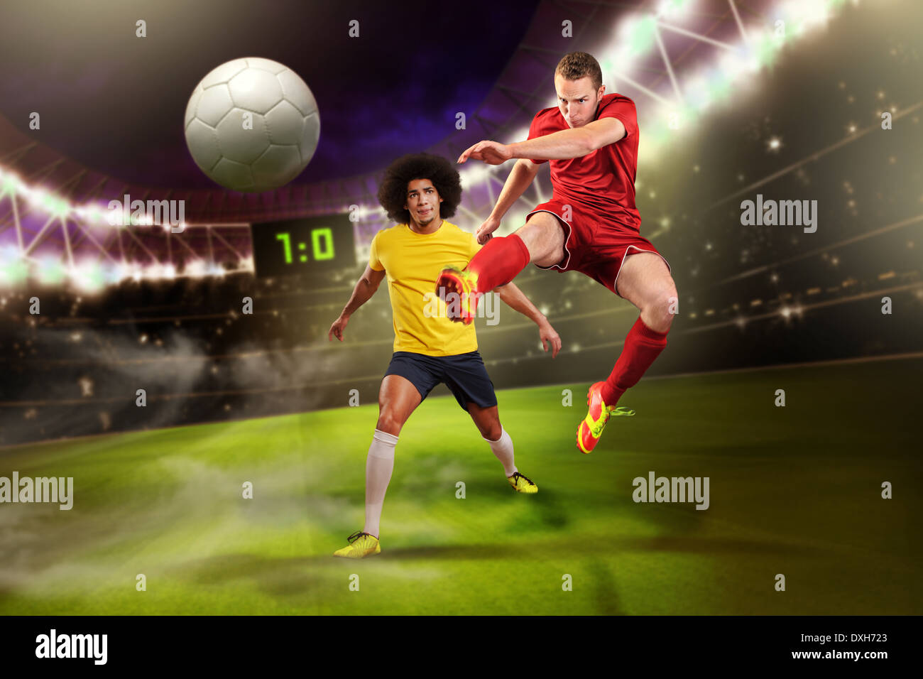 männlichen Fußball oder Fußball Spieler auf dem Feld Stockfoto