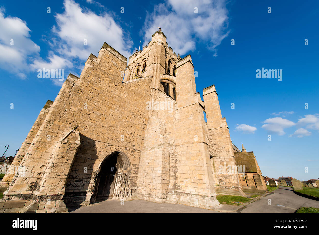 Einen ungewohnten Blick auf St. Hilda Kirche auf der Landzunge von Hartlepool, UK. Stockfoto