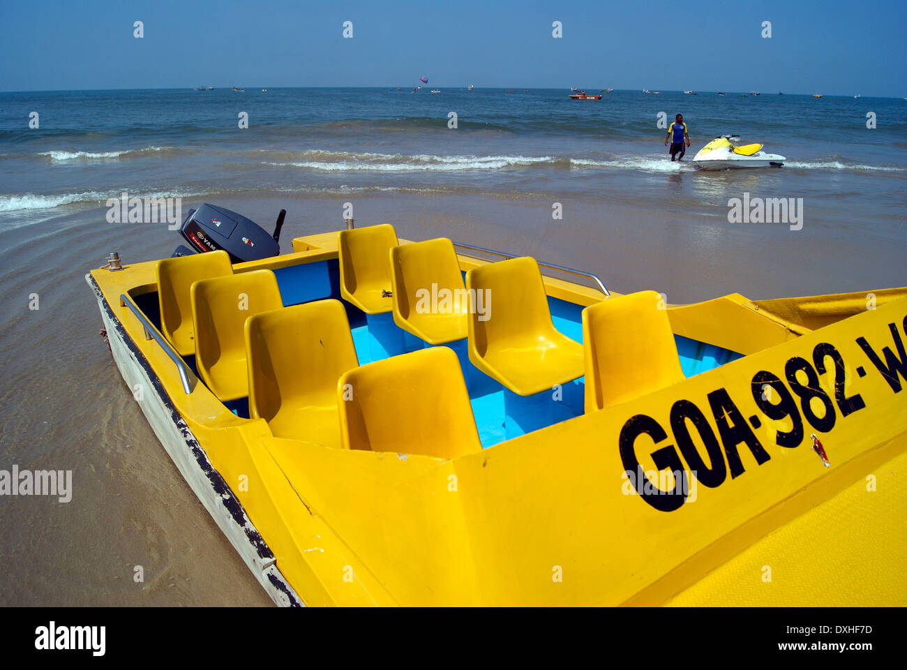 Goa Indien Strand Boots- und Wassersport Goa Strand Stockfoto