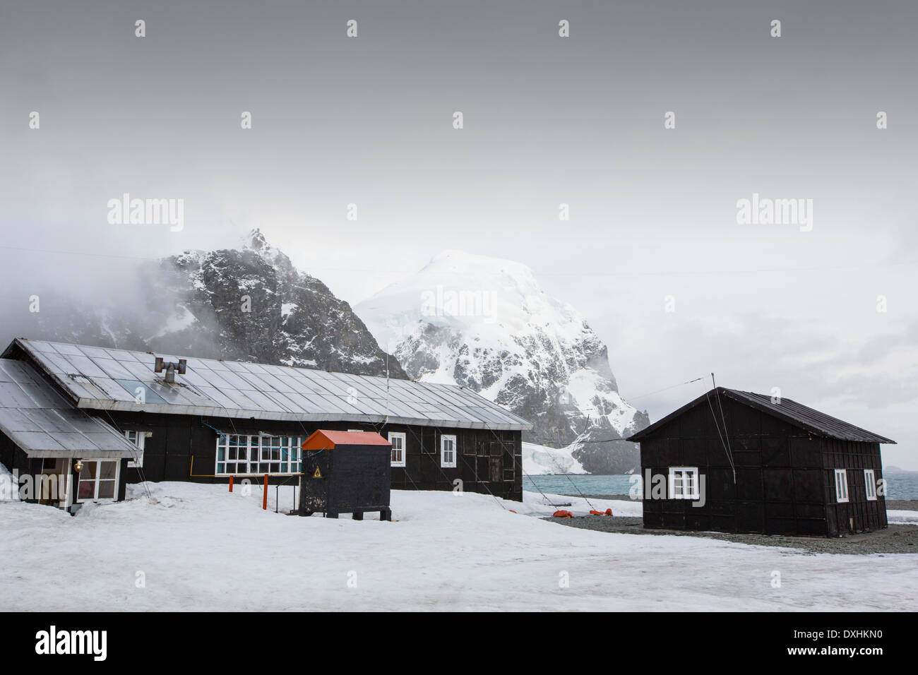 Base Orcadas ist eine argentinische Forschungsstation in der Antarktis, und die ältesten der Stationen in der Antarktis noch in Betrieb. Stockfoto
