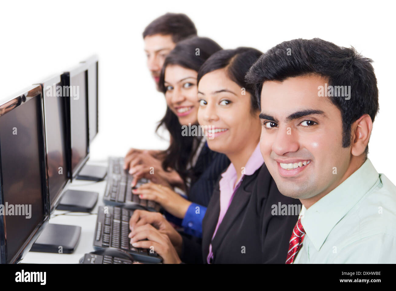 Indian Business Leute arbeiten im Callcenter Stockfoto