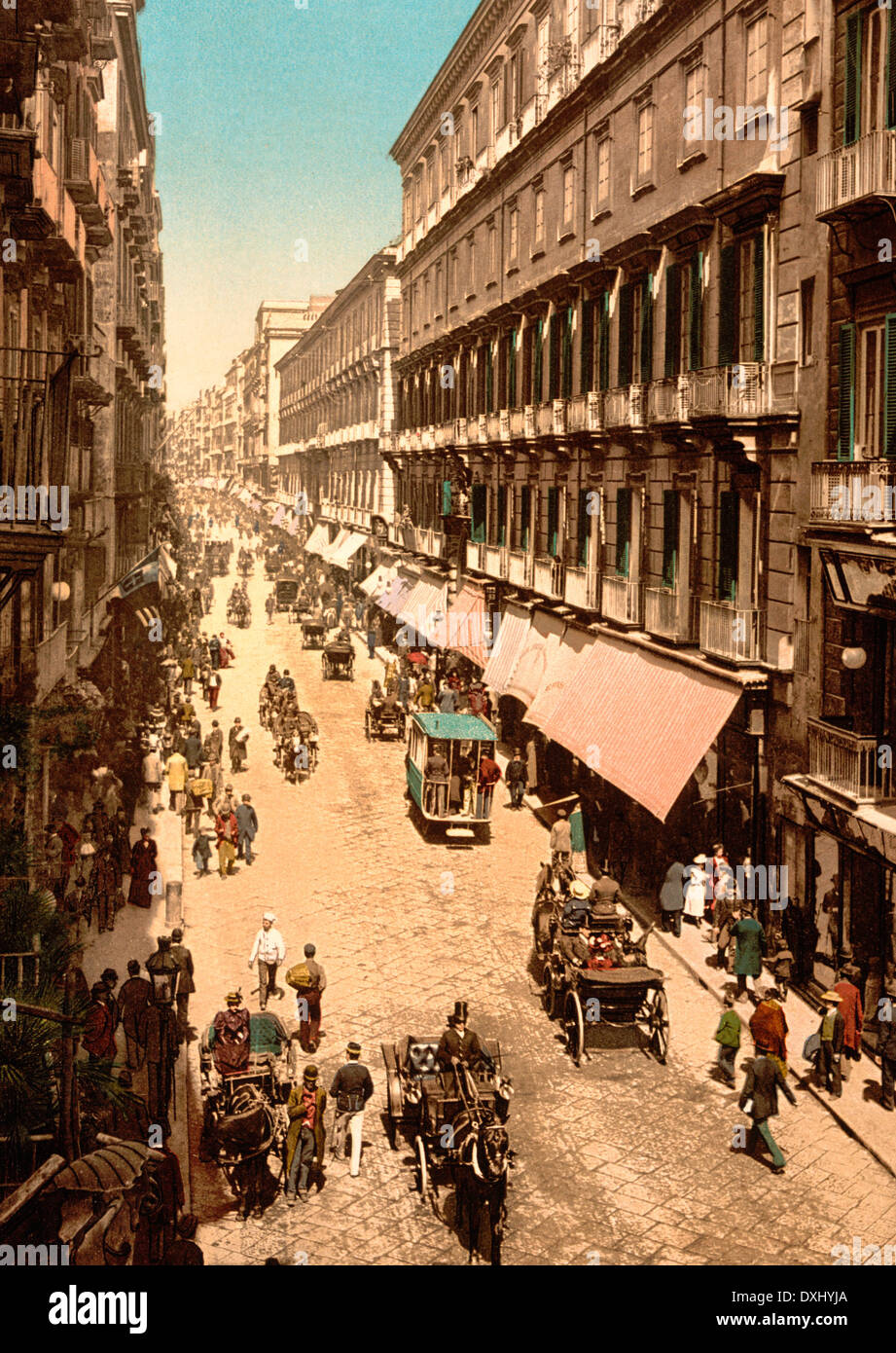 Via Roma, Neapel, Italien, um 1900 Stockfoto