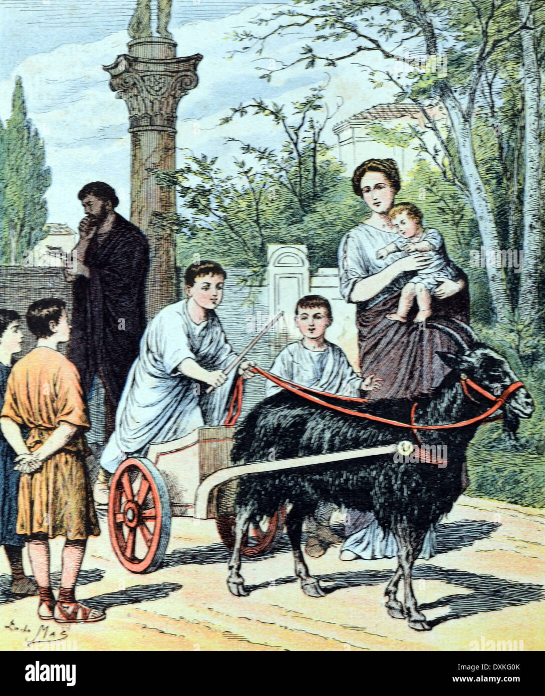 Antike Rom römischen Ziege Cart Illustration 1900 Stockfoto
