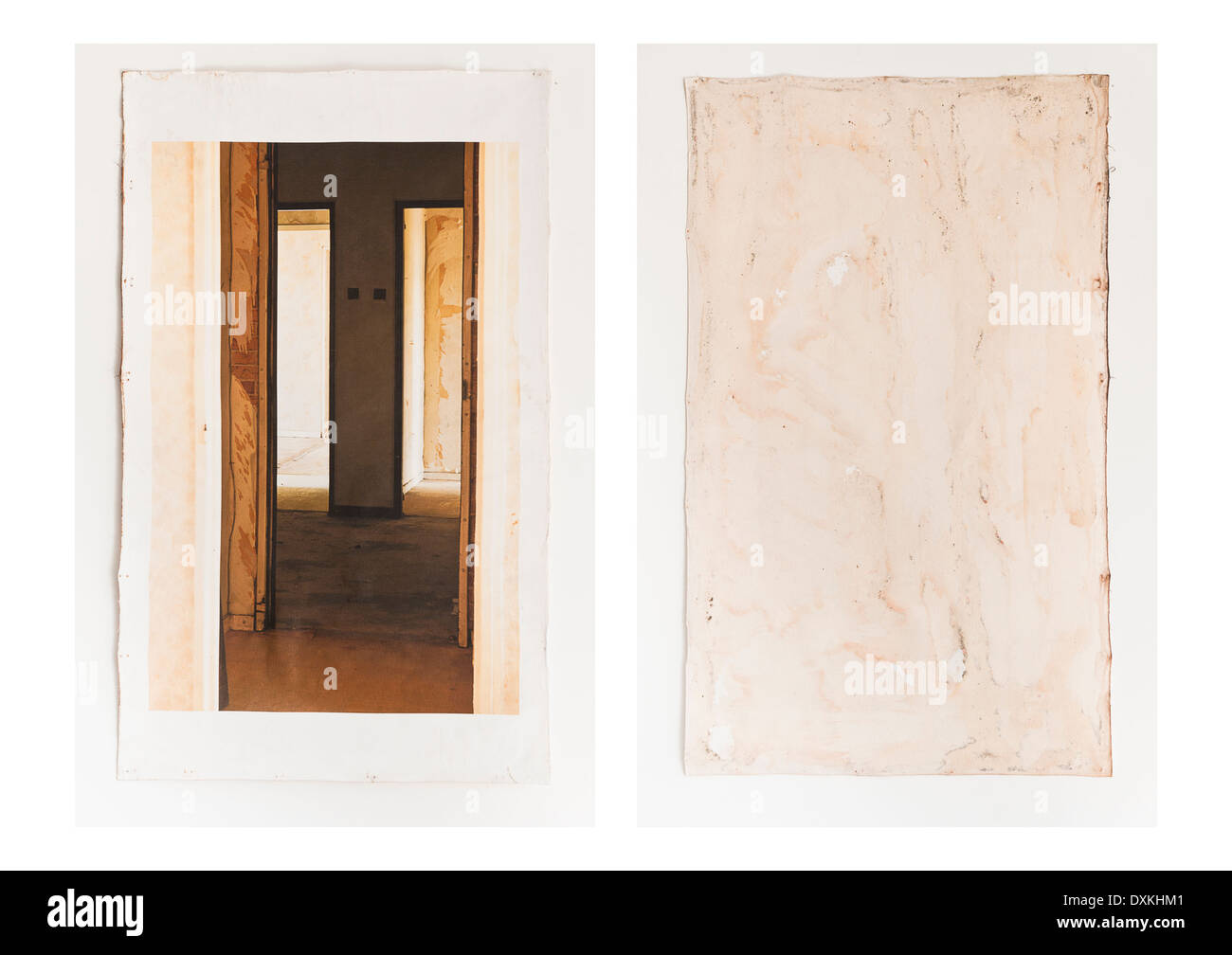 Reproduktion von Kunst Leinwand Drucke aus der Serie "Türen": eine Fotoausstellung des Interieurs Wohnungen unter Abriss. Stockfoto