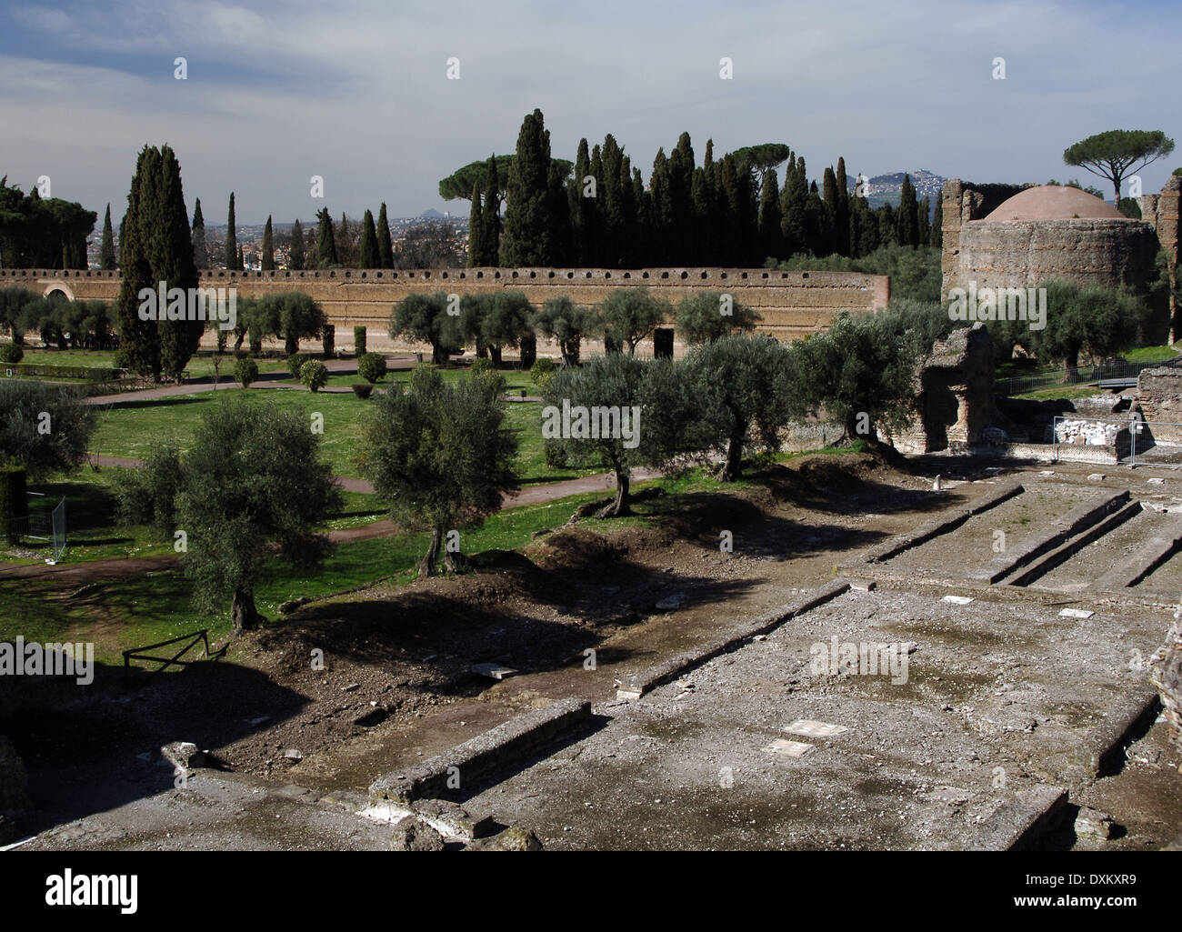Italien. Hadrians Villa. Stadion, der Philosophen Kammer und die Pecile. Tivoli. Stockfoto