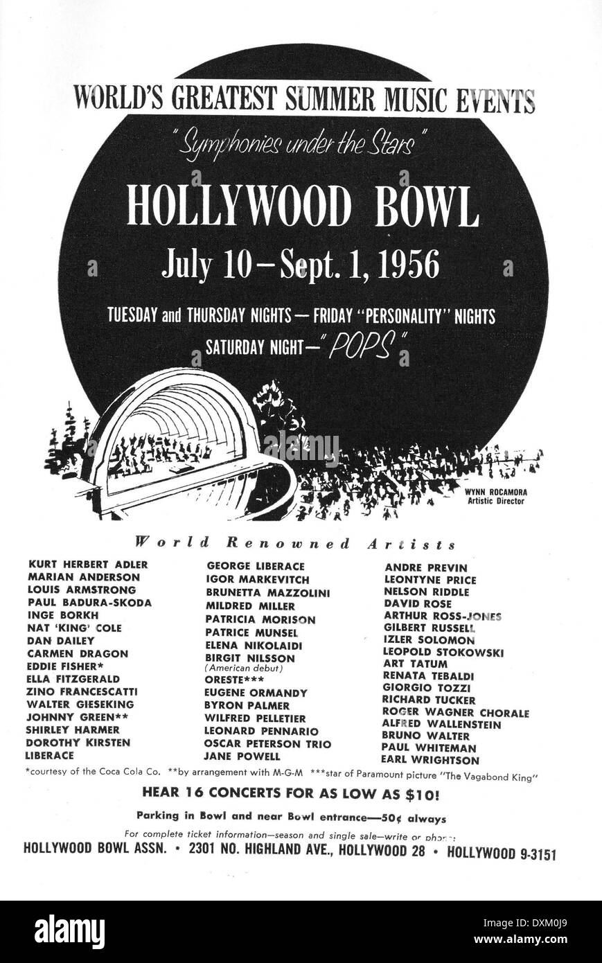 ANZEIGE FÜR DIE HOLLYWOOD BOWL Stockfoto