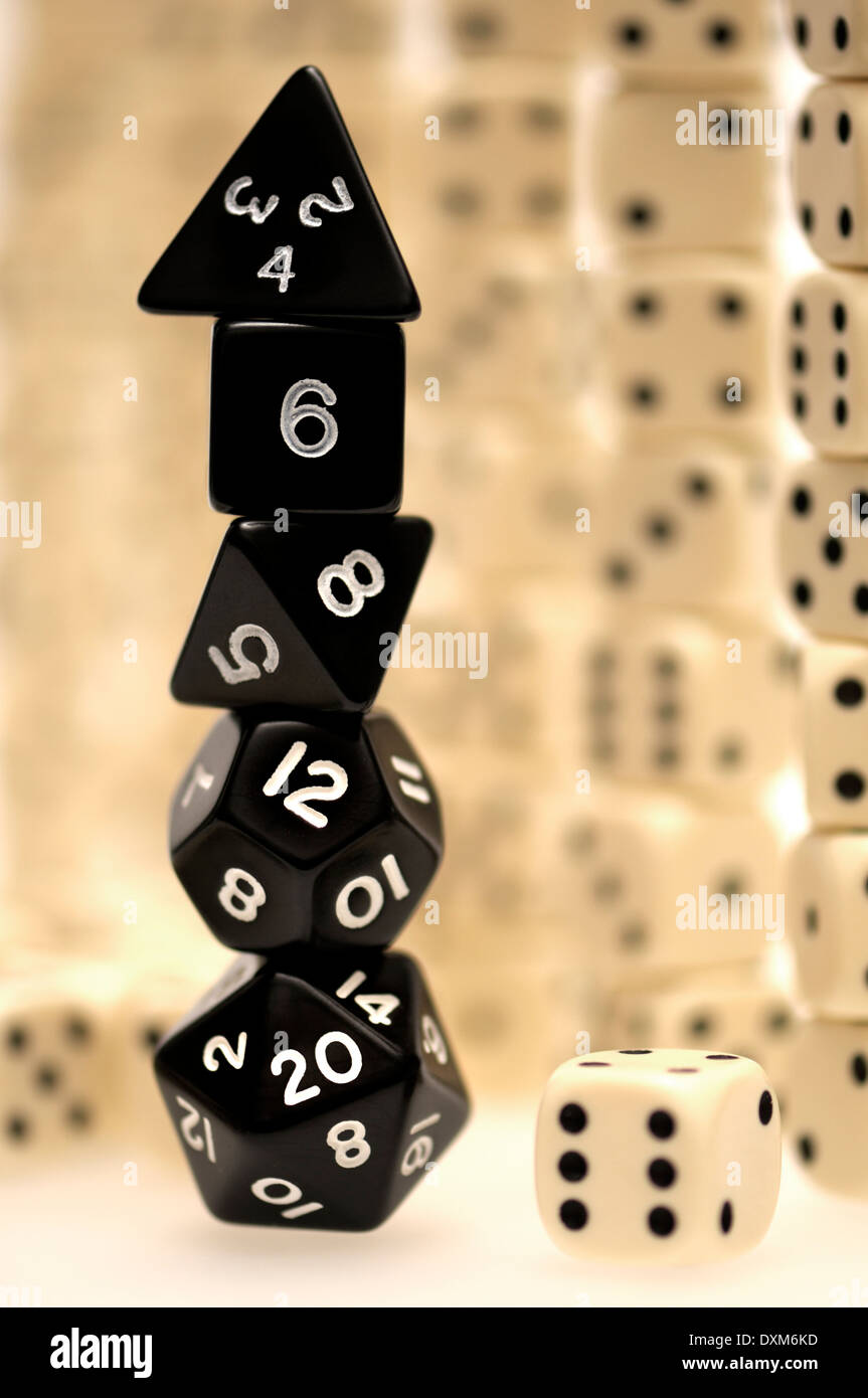 Würfel - Normal sechsseitigen und Polyeder Gaming-Würfel Stockfoto