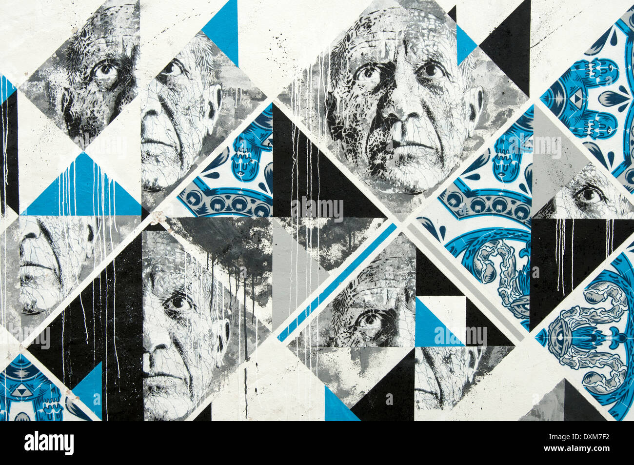 Street-Art, Graffiti in Lagos Portugal, Gesicht Stockfoto