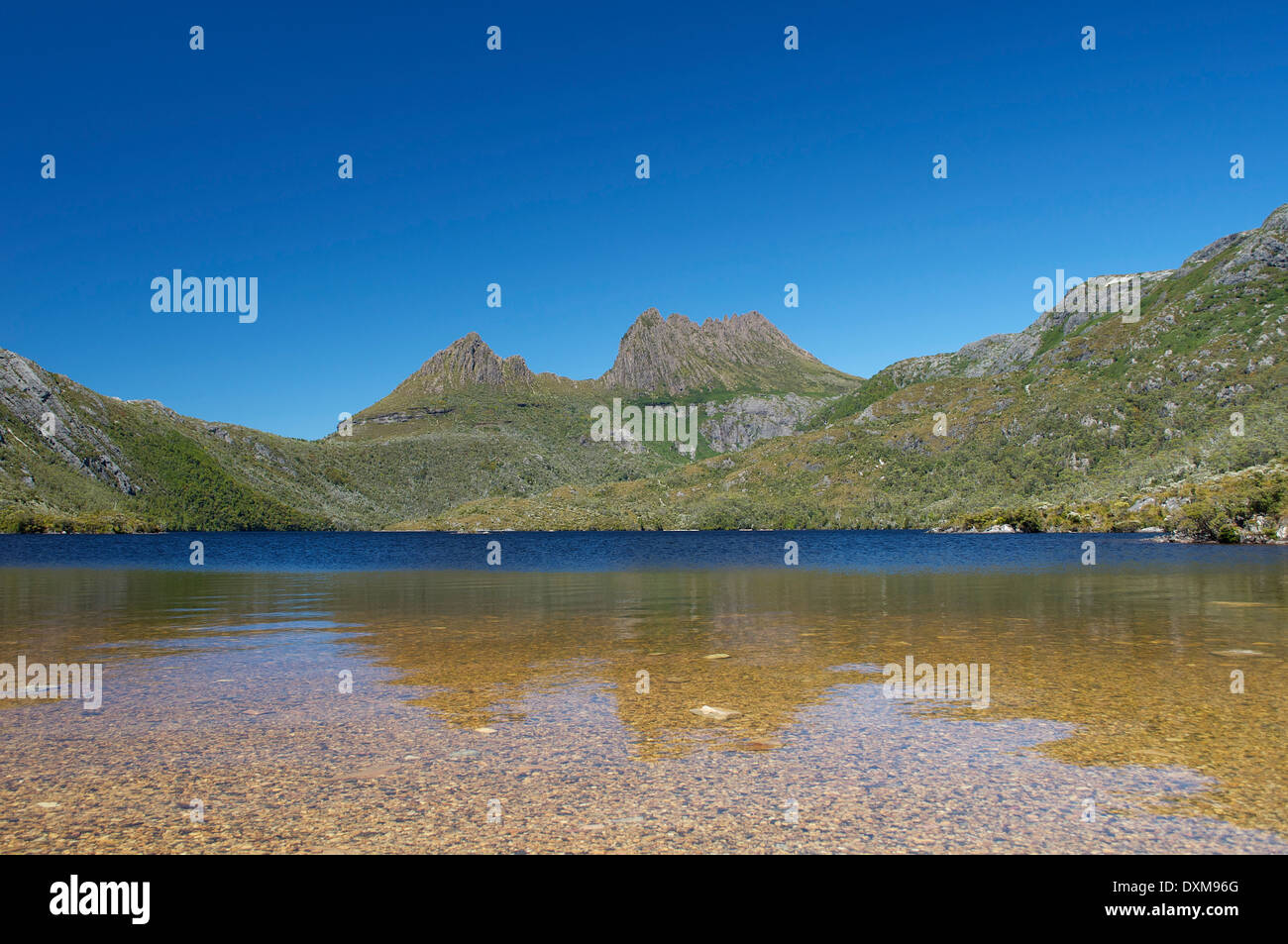 Keine Wolke am Himmel in Tasmanien Cradle Mountain Stockfoto